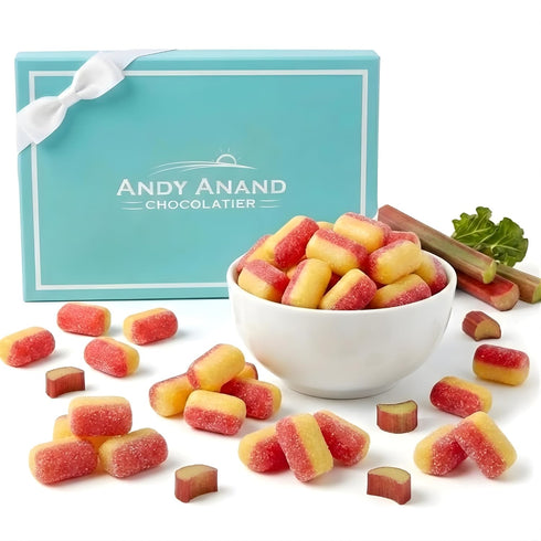 ANDY ANAND CHOCOLATIER Sugar Free Rhubarb & Custard Hard Candy Boiled in