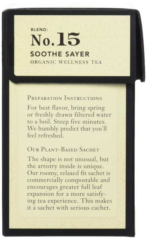 15 1.05 Oz, 15Count STEVEN SMITH TEAMAKER Smith Teamaker Organic Soothe Sayer No. (Caffeine-free Organic Wellness Tea)