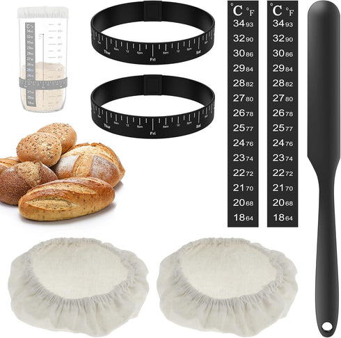 ZJRDYYK 7PCS Set, Sourdough Starter Jar Kit Replacement No Jar Included, Sourdough Date Marked Feeding Band, Sourdough