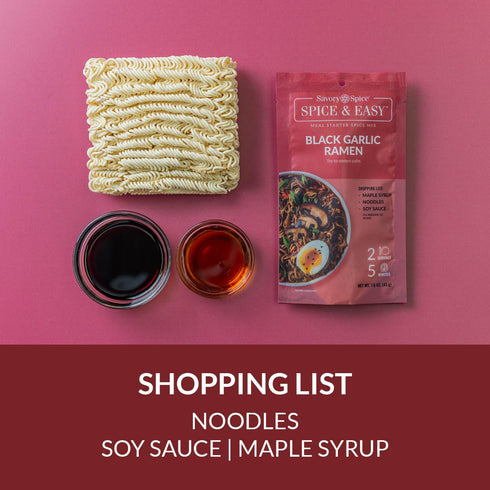 (1.6 oz Packet) Savory Spice Black Garlic Ramen Spice & Easy - Shoyu-Style Ramen Noodle Starter & Soup Mix