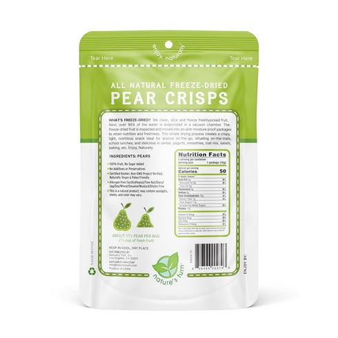 Pack 24 (0.53 oz Nature's Turn Freeze-Dried Fruit Snacks, Cantaloupe and Pear Crisps, of Each)