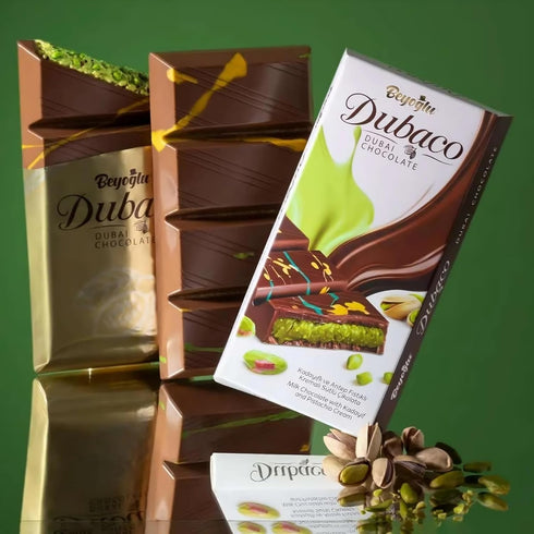 3.36 Oz (Pack 1), Beyoglu Dubaco Dubai Chocolate Bar Pistachio of Luxury & Premium Dubai Milk Chocolate Bar Filled