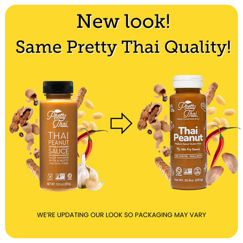 100% (Pack 3) Pretty Thai Peanut Sauce, Gluten Free Certified Non-GMO Vegan Authentic Stir Fry, Dressing, Rice