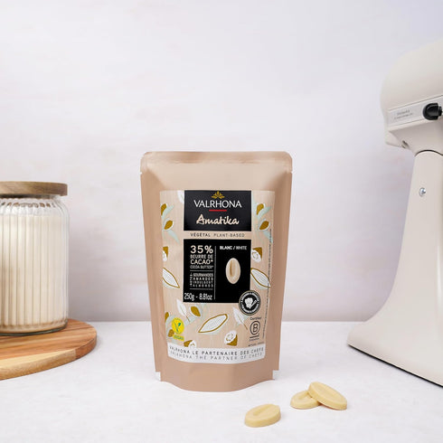 35% 250g Valrhona - Premium Plant-Based White Chocolate Amatika - French Chocolate Perfect For Baking and Making