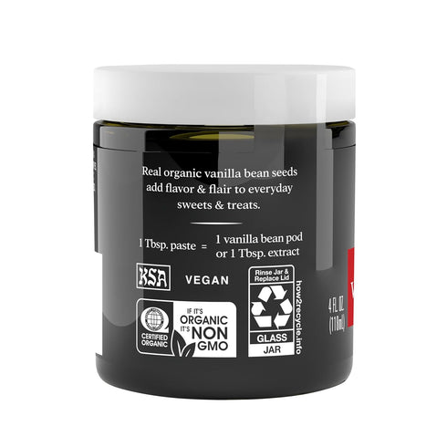 4 Simply Organic Vanilla Bean Paste, Ounce Jar, Certified Organic, Kosher, Vegan, Non-GMO Rich Soft Paste, Warm Woody