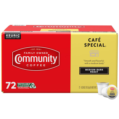 Community Coffee Caf Special 72 Count Coffee Pods, Medium-Dark Roast, Compatible with
