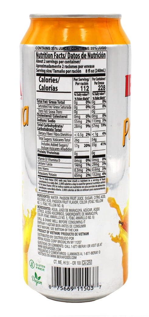 16.57 Oz (Pack 12) Iberia Passion Fruit Juice Drink, Fl