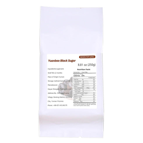 MIHUNTANG 8.81oz 250g Black sugar Cubes Chinese Traditional Yuanbao black sugar- Handmade Pure Raw Sugarcane Dark Black