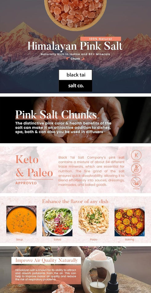 5 Himalayan Salt Chunk Grade FOOD GRADE Perfect for Sole Kosher and Keto & Paleo Diet Preferred Pounds!