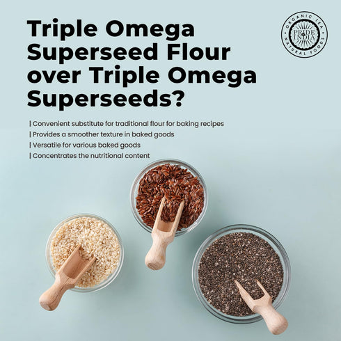 1 lbs (454 Pride of India- Triple Omega Superseed Flour gm) Nutty Earthy Taste Milled in Small Batches | Chia Flax