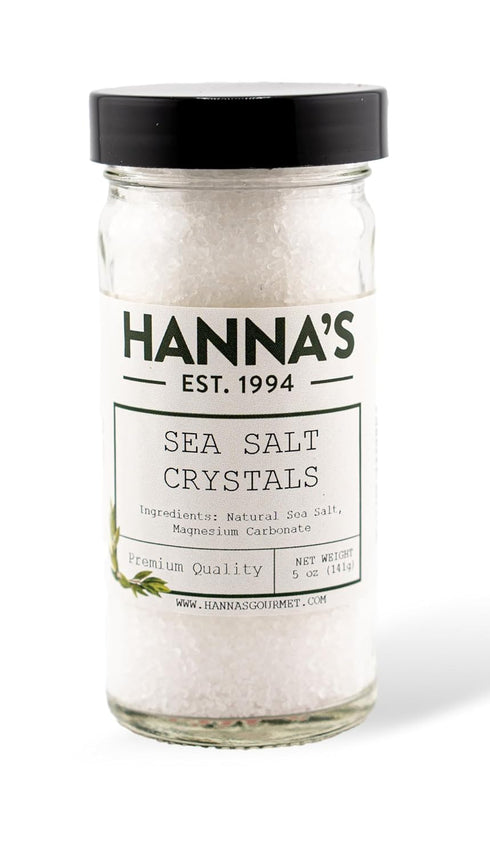 Hanna's Sea Salt Crystals, Gourmet Salt, premium Quality, 4 fl oz Glass