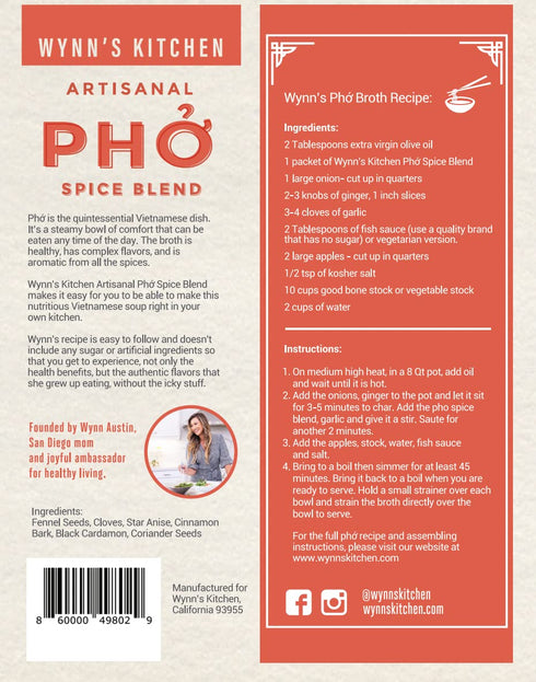 Wynn's Kitchen 2.2 Oz Artisanal Pho Seasoning | Authentic and Aromatic Spices for Pho Broth |