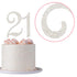 21 Cake Topper, Premium Silver Metal, 21st Birthday Party Sparkly Rhinestone Decoration, Great Centerpiece