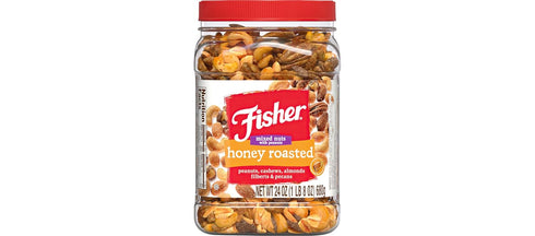 Peanuts,24 Ounces,Peanuts,Cashews,Almonds,Filberts,Pecans,(Pack 2) Fisher Snack Honey Roasted Mixed Nuts