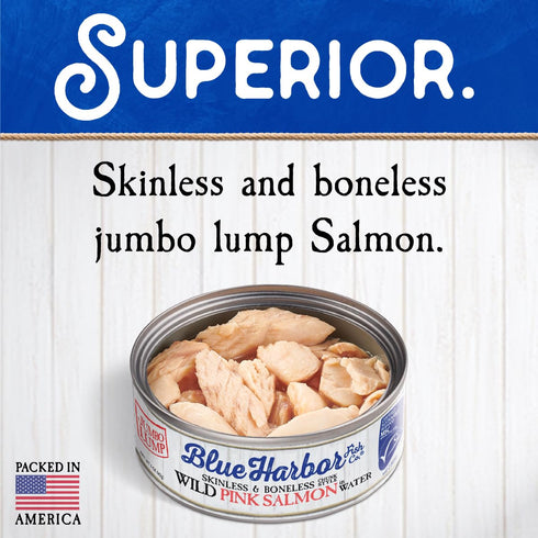 5 oz (Pack 12) Blue Harbor Fish Co. Wild Pink Salmon in Water with Sea Salt - Can