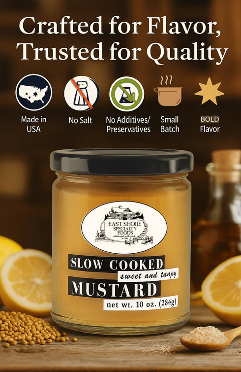 10 oz East Shore Sweet & Tangy Mustard Gourmet Yellow Mustard for Pretzels, Sandwiches, Glazes & Marinades Bold Dipping