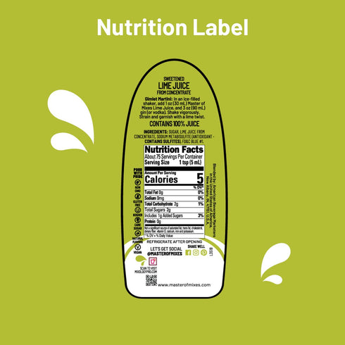 375 ML (12.7 Oz) Master of Mixes Cocktail Essentials Sweetened Lime Juice, Bottle Fl