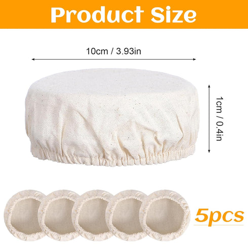 Sibba 5 3-4 Inch Pcs Sourdough Starter Jar Covers - Handmade Cotton Cloth Covers, Reusable Sourdough Jar Cover