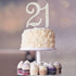 21 Cake Topper, Premium Silver Metal, 21st Birthday Party Sparkly Rhinestone Decoration, Great Centerpiece