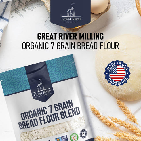 7 5 Lb Great River Milling Organic Grain Blend Bread Flour | Unbleached & Unbromated | Non-GMO, Kosher Certified |