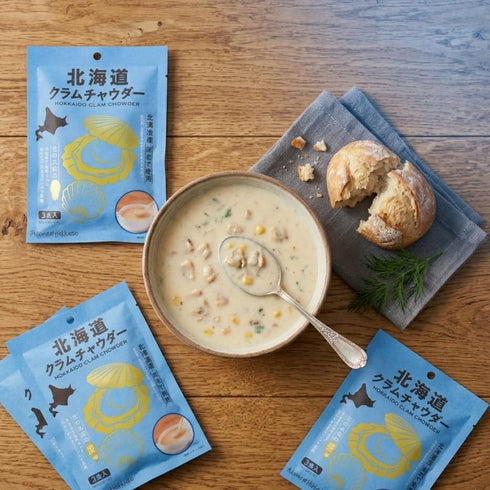Aki Foods Japan (3 (Pack 3, Hokkaido Clam Chowder Soup Mix Servings) Japan Specialty Creamy Seafood Chowder Mix