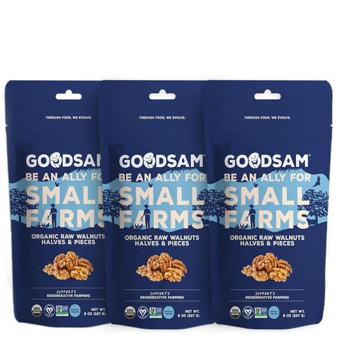 GoodSAM Small Farms - Organic Raw Walnut Halves & Pieces - 8oz