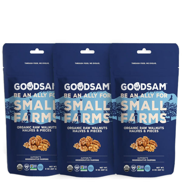 GoodSAM Small Farms - Organic Raw Walnut Halves & Pieces - 8oz