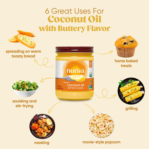 29floz Nutiva Coconut Oil for Cooking and Baking - Butter Flavor Perfect for Making Movie Theater Popcorn, Baked Goods