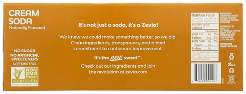 12 Zevia Zero Calorie Soda, Cream, Fluid Ounce