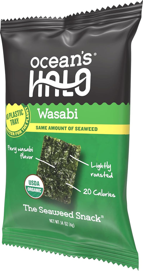 20 Ocean's Halo Trayless Wasabi Seaweed Snack, Case