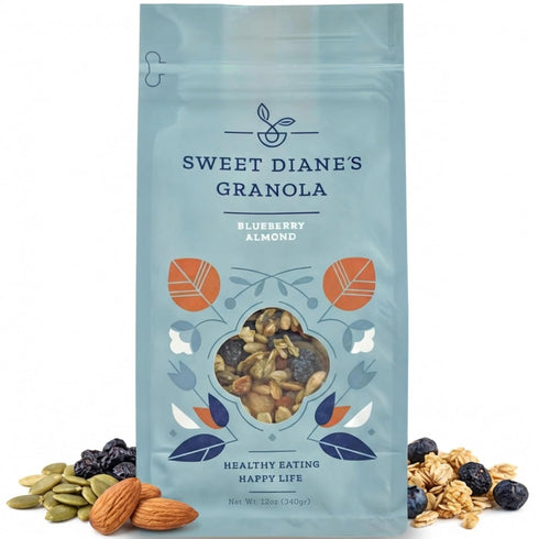 Sweet Diane's Sweet Dianes Granola Standard Size (12 oz): Organic Granola, Low-Sugar, High-Fiber, Gluten-Free,