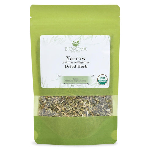 Biokoma Organic Yarrow Dried Herb 50g 1.76oz Dried Loose Achillea Millefolium Digestion