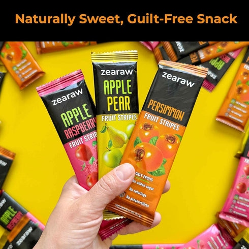 30 Persimmon Pack ZEARAW Healthy Fruit Snacks for Adults and Kids Fruit Leather with Dried Apple-Pear, Apple-Raspberry