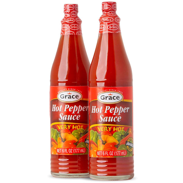 Grace Hot Pepper Sauce 6oz - 2 Pack Hot Sauce Bottles -