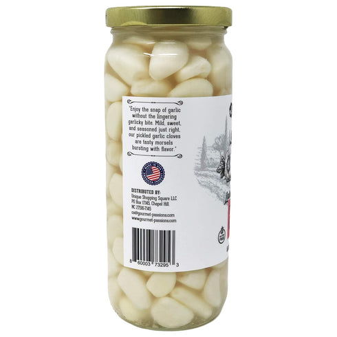 Lara's Gourmet Passions (16 oz) Lara's Pickled Garlic Cloves in Jar fl - Crunchy and Mild Flavor - Long Shelf Life