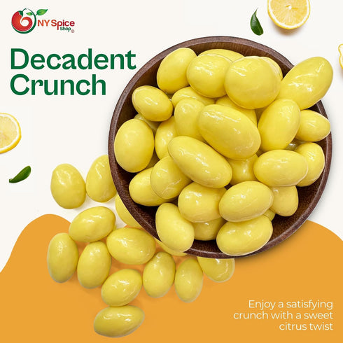 3 NY Spice Shop Lemon Creme Chocolate Covered Almonds - Pound Candied Creamy Crunchy Flavored Almonds Bulk For Birthday