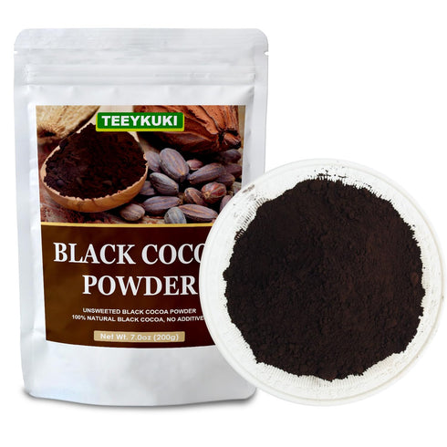 TEEYKUKI 7.0oz(200.0g), Black Cocoa Powder, Premium Food Grade Black Cocoa Powders for Cooking & Baking, Non-GMO