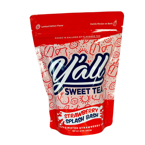 10 Pack Y'all Sweet Tea - Strawberry Flavored Iced Tea Bags One Gallon Size in Gallons Per Quick Brew Southern Ice Tea