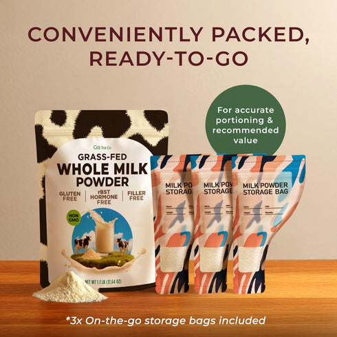 1.1lb (17.64 Oz) Gya Tea Co Whole Milk Powder - Pasture Raised Source, rBST Hormone Free, Non-GMO - Shelf Stable