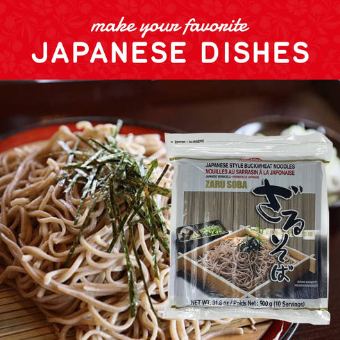 900g/31.8oz (10 Shirakiku Zaru Soba Noodles | Japanese Style Dried Buckwheat Flavor Instant Noodles | Contains Wheat