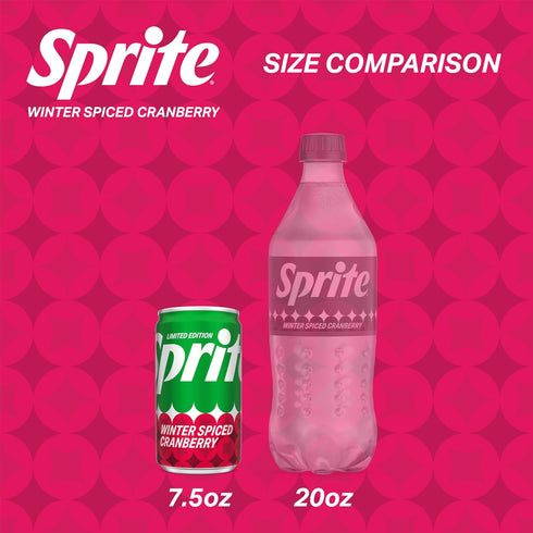 Pack, 7.5 oz 10 Pack Sprite Winter Spiced Cranberry Soda Soft Drink Fridge fl Mini Cans