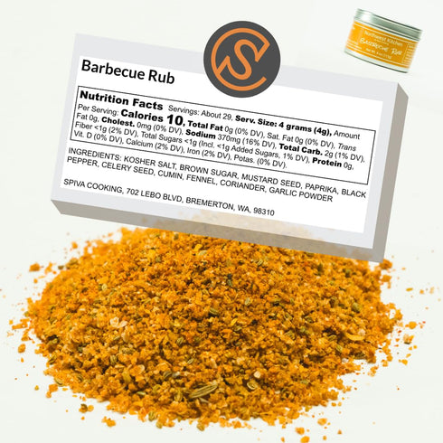 Spiva Cooking - Barbecue Rub - Gourmet BBQ Rub and Seasoning - How to use: Pork, Pork Butt, Pork Ribs, Pork Chops, Pork