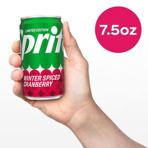 Pack, 7.5 oz 10 Pack Sprite Winter Spiced Cranberry Soda Soft Drink Fridge fl Mini Cans