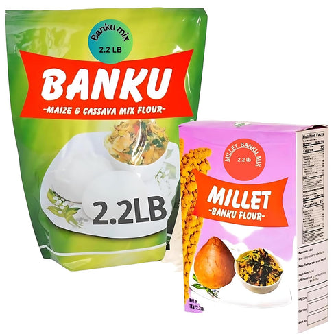 African Delights Banku & Millet Fufu Bundle 1Kg Pounded Maize & Cassava