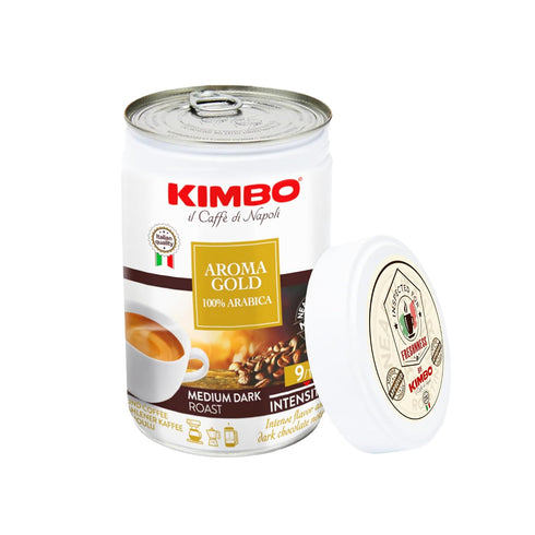 100% 9/13 8.8 oz Pack 3 Kimbo Aroma Gold Arabica Ground Coffee | Medium Dark Roast | Intensity | Intense Flavor & Dark