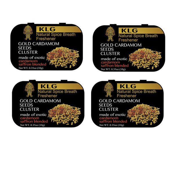 KLG Spice 4pk Gold Cardamom Seeds Cluster 10 Gram Natural Spice Breath Freshener
