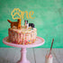 Gold Paw One Cake Topper - Golden Glitter Cardstock 1st Birthday Cake Smash Party Decoration for Baby