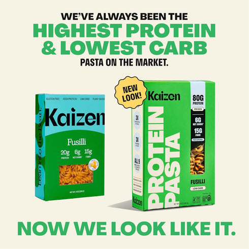 20g (6g 8 Pack 3 Kaizen Cavatappi Protein Pasta, Protein, Low Carb Net Carbs), Keto-Friendly, Gluten-Free, Plant-Based