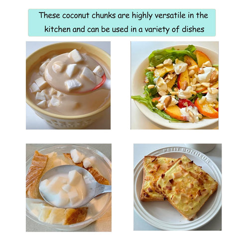 YJJOUUT 10.58oz/300g Freeze Dried Coconut Chunks Thick/No sugar added Dry Coconut Snacks Healthy Dehydrated Fruit