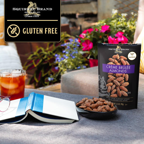 3.5 OZ SQUIRREL BRAND Crme Brulee Almonds, Resealable Bag